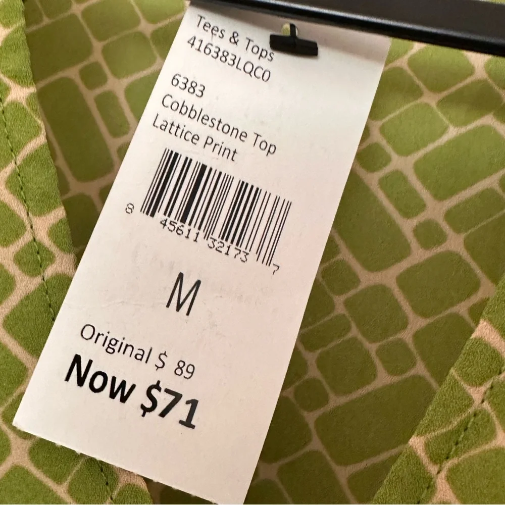 CAbi Olive Green Geometric Sleeveless Blouse